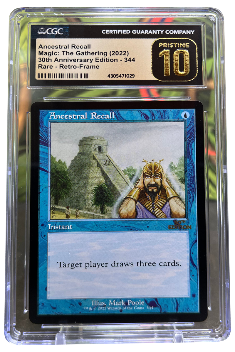 Ancestral Recall | 30th Anniversary Edition | Rare | Retro-Frame | CGC | Pristine 10 — front