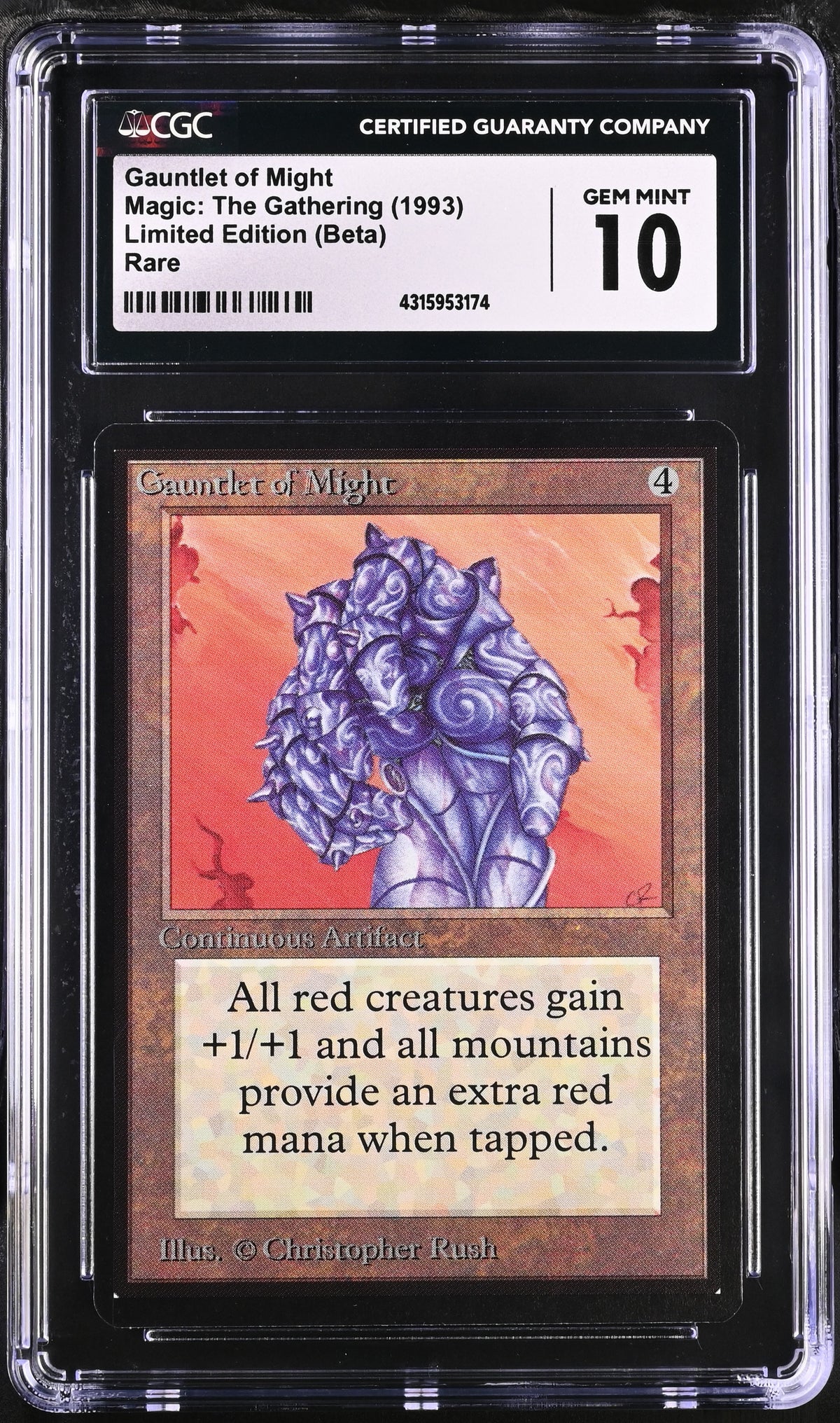 Gauntlet of Might | Limited Edition (Beta) | Rare | Non-Foil | CGC | Gem Mint 10 — front