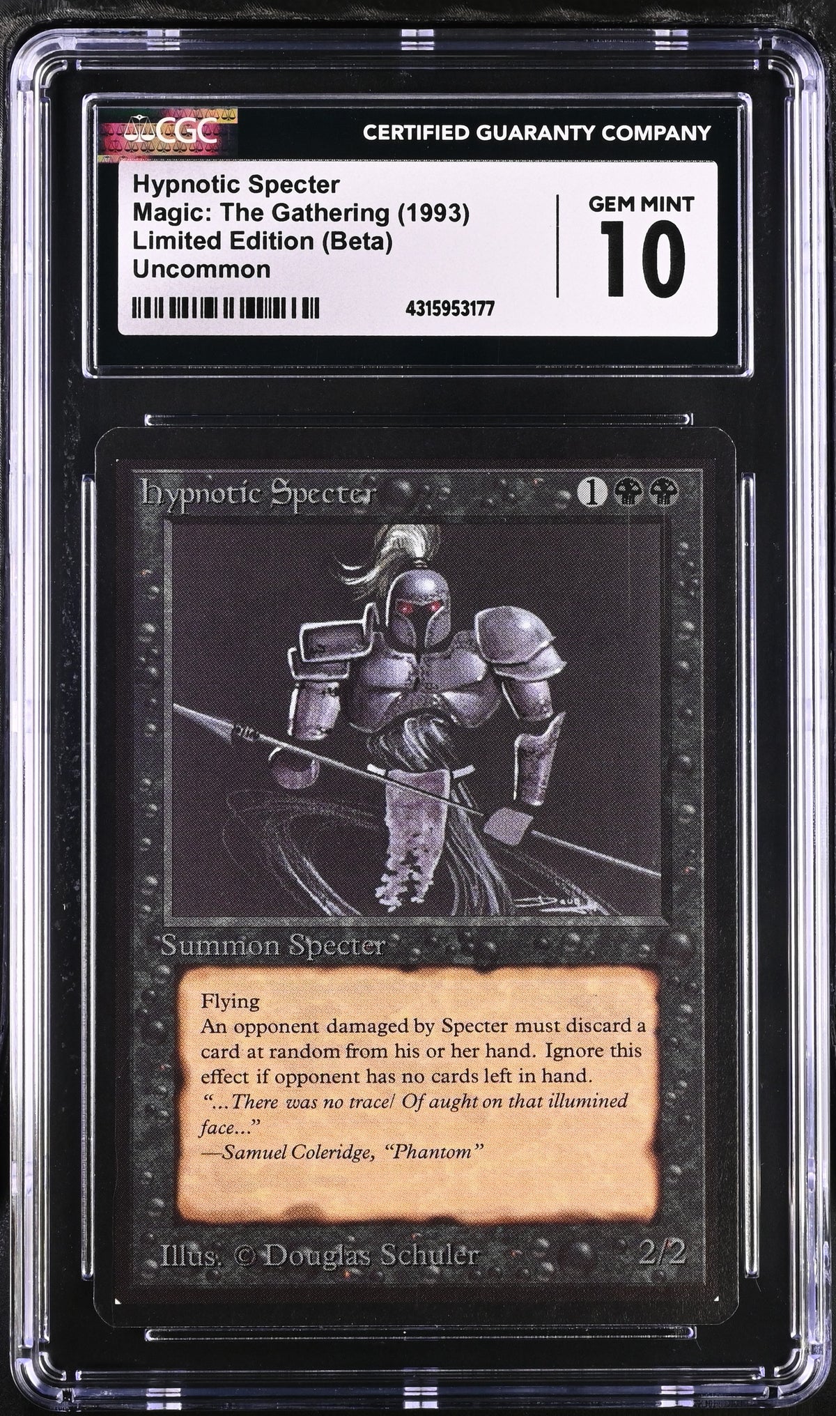 Hypnotic Specter | Limited Edition (Beta) | Uncommon | Non-Foil | CGC | Gem Mint 10 — front