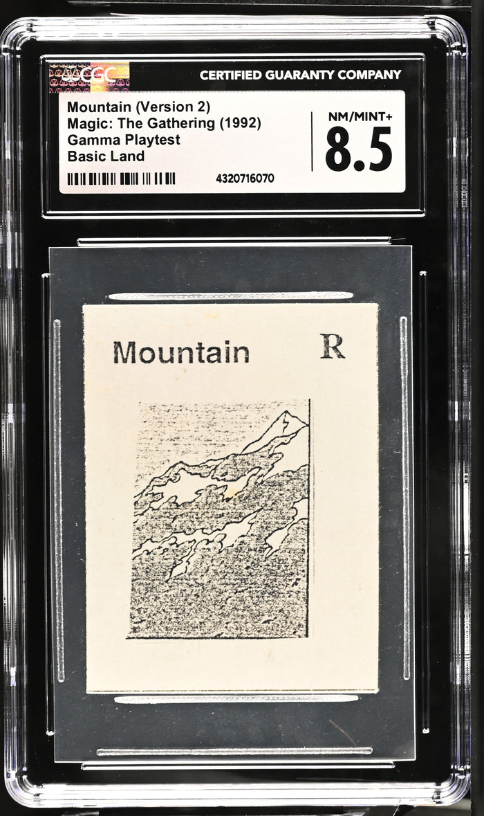 Mountain (Version 2) | Gamma Playtest | CGC | NM/Mint+ 8.5 — front