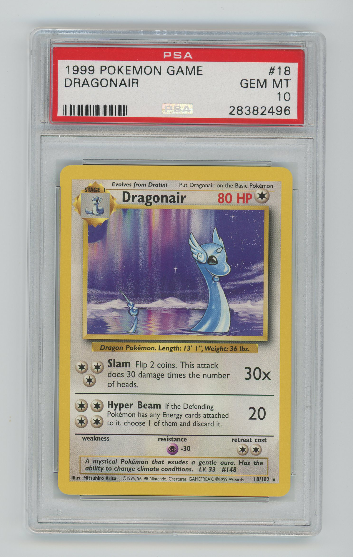 Dragonair | 1999 Pokemon Game Set | PSA 10 — front