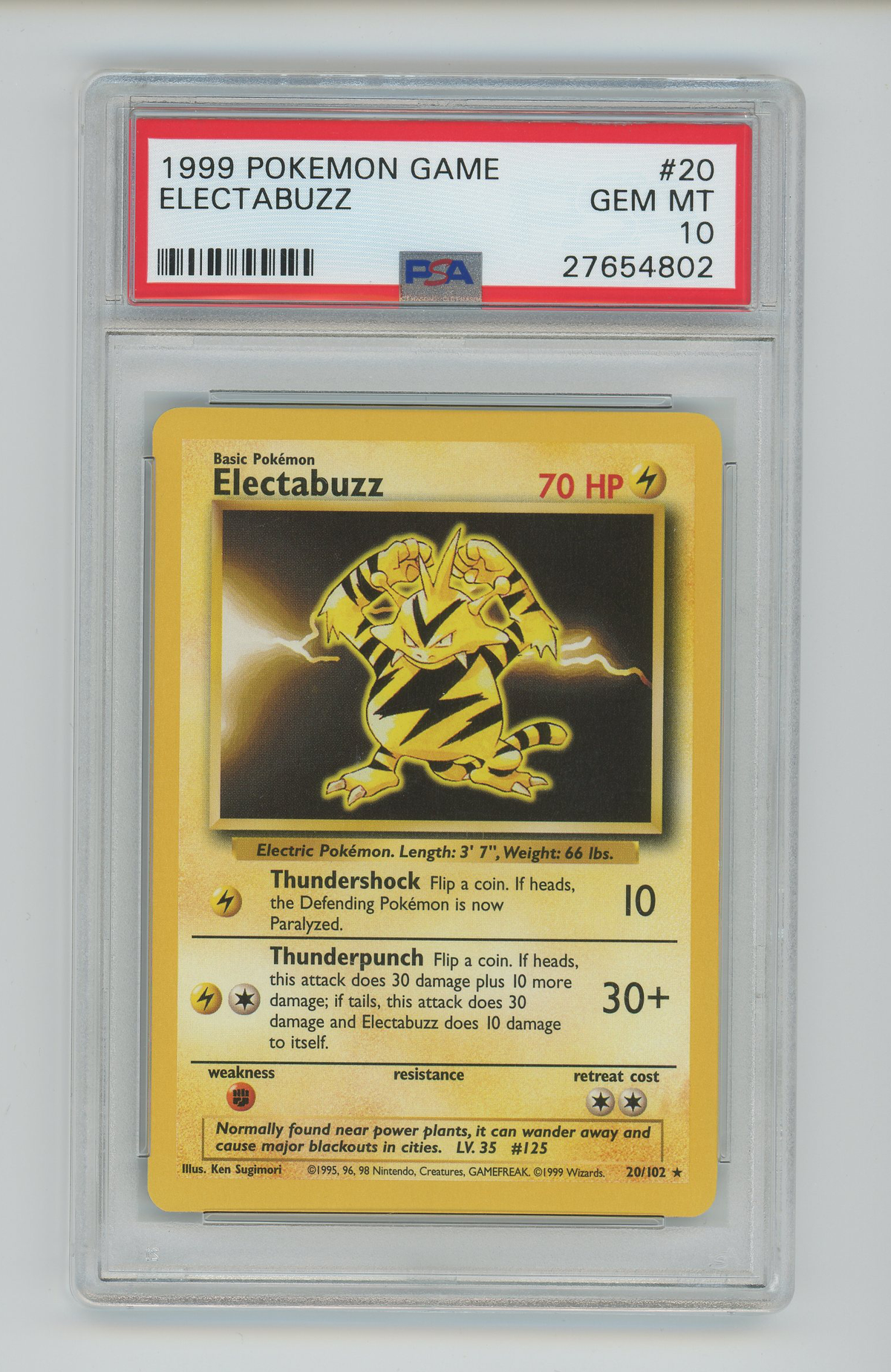 Electabuzz | 1999 Pokemon Game Set | PSA 10 — front