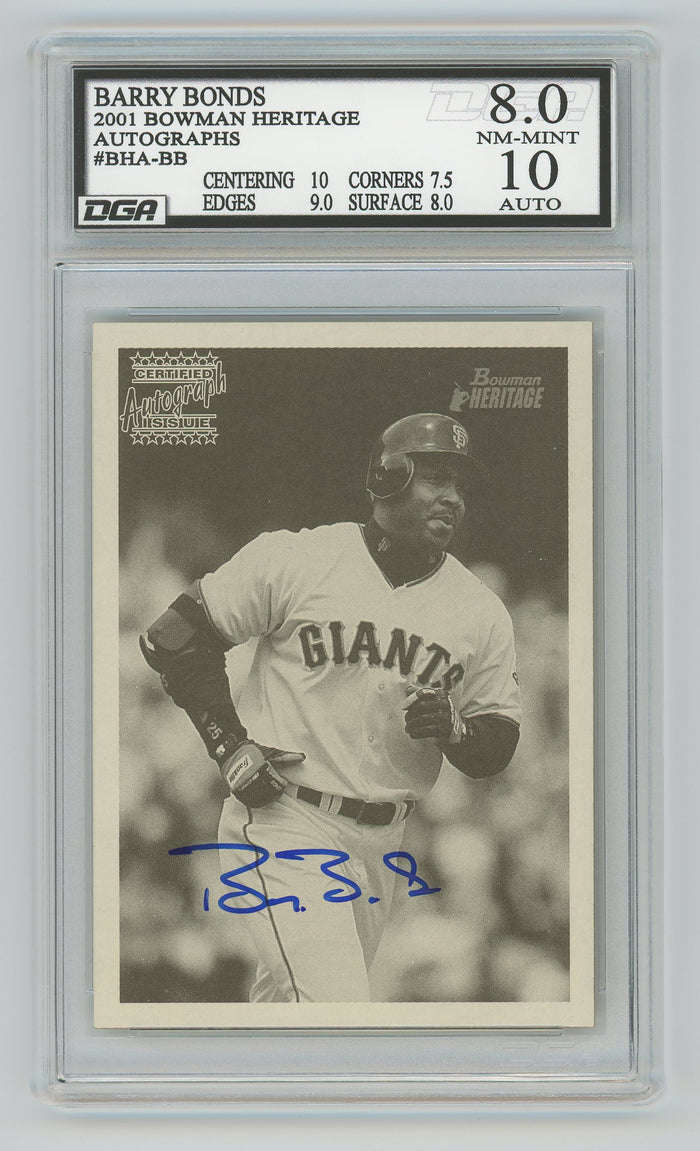 Barry Bonds | 2001 Bowman | Heritage Auto | DGA 8 — front