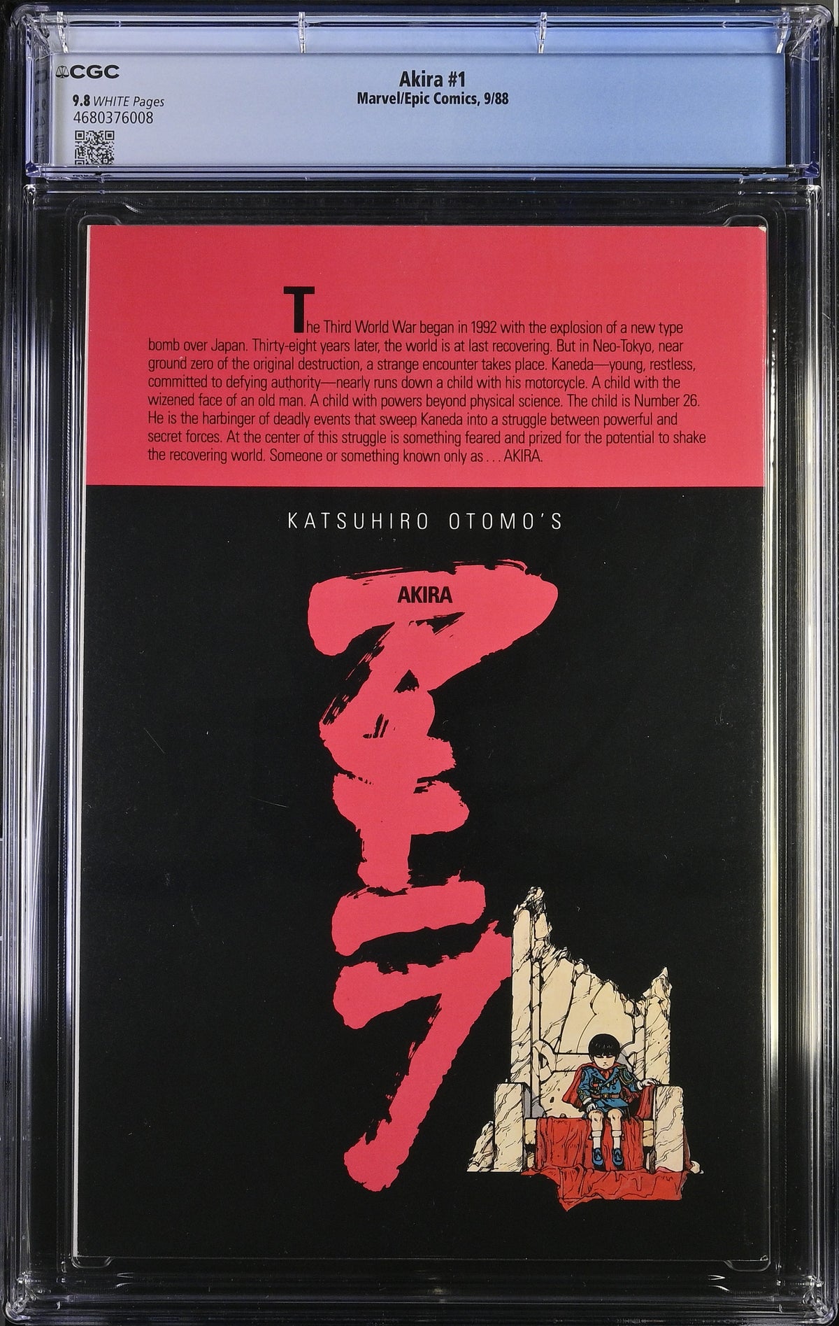 Akira #1 | 1988 | First American Appearance of Kaneda & Tetsuo | CGC 9.8 | White Pages — reverse