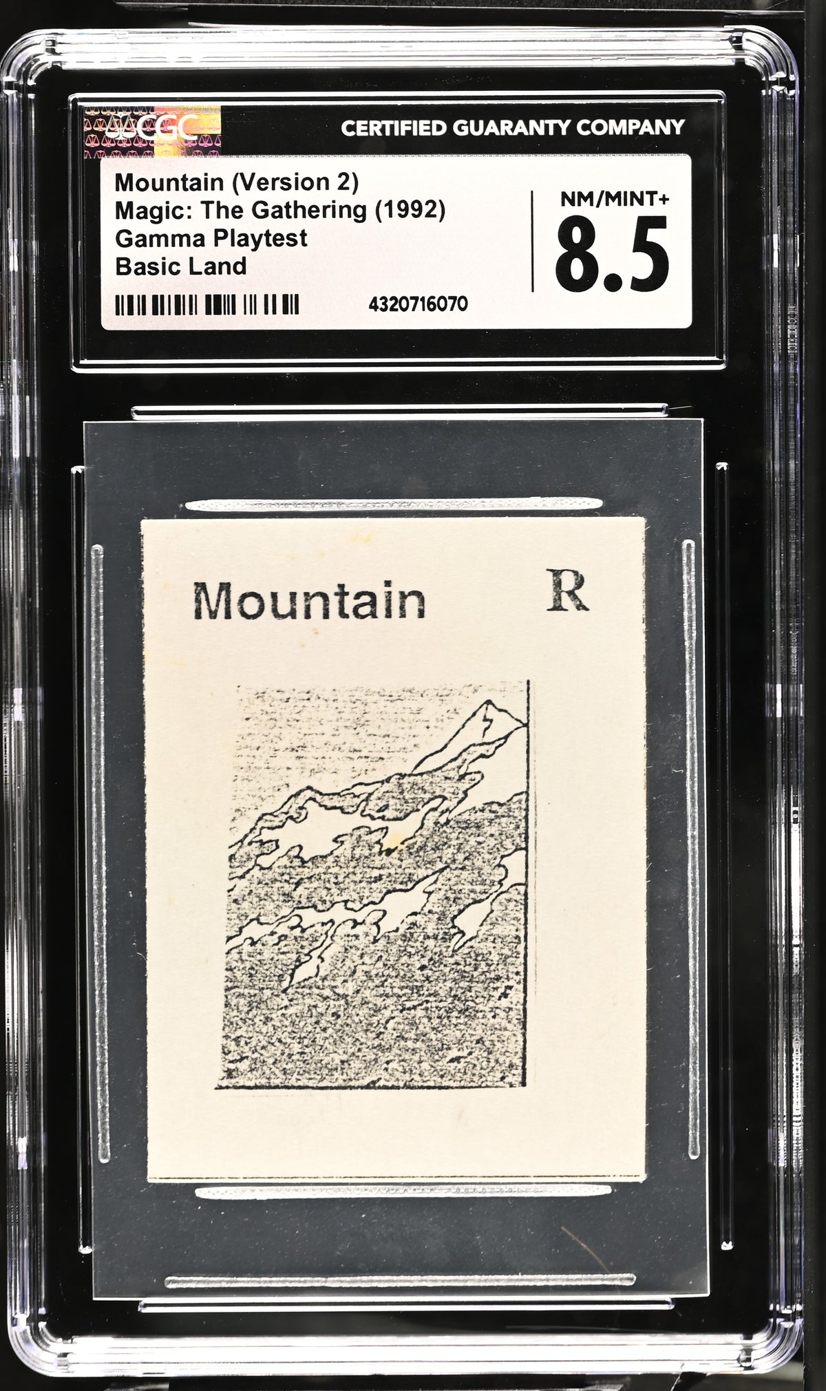 Mountain (Version 2) | Gamma Playtest | CGC | NM/Mint+ 8.5 — front