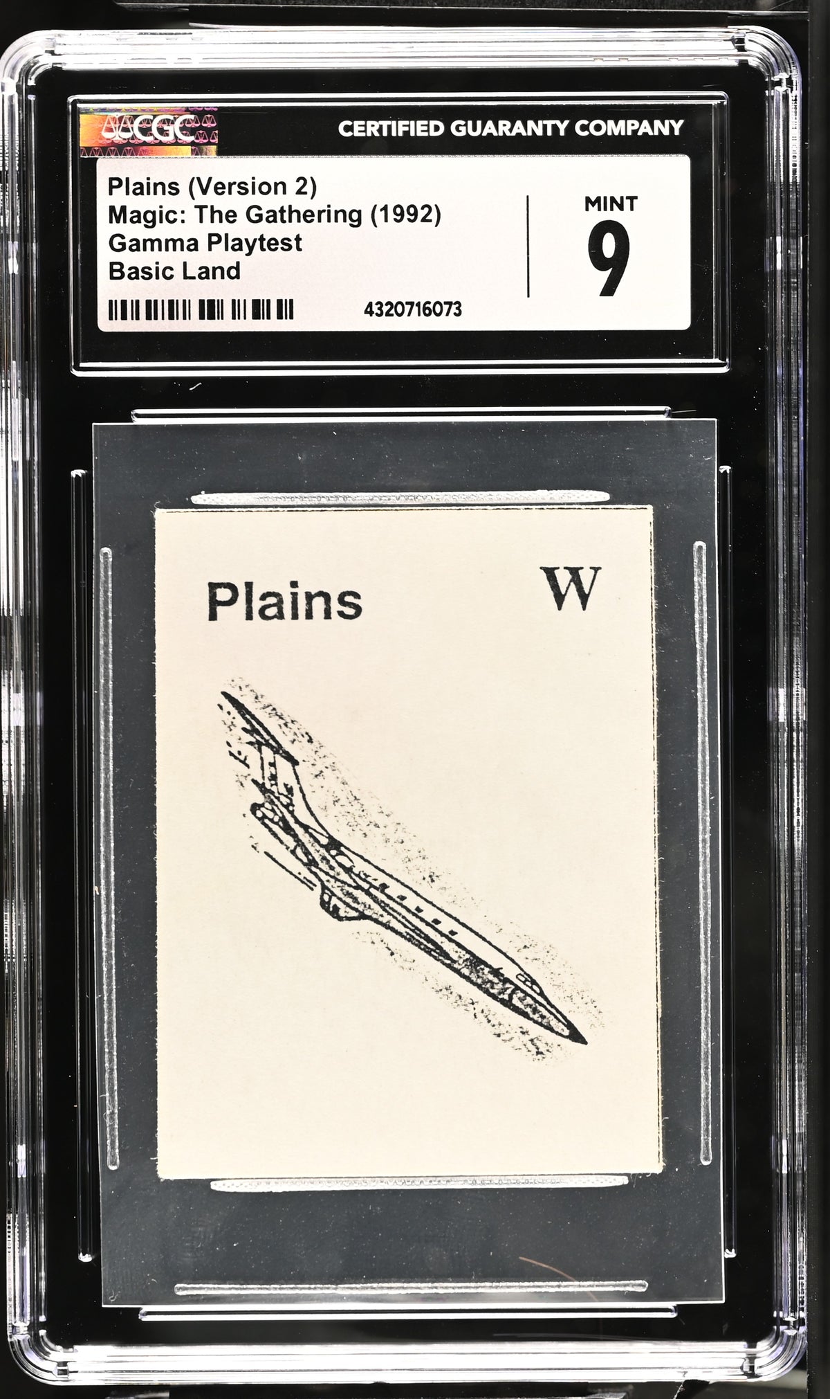 Plains (Version 2) | Gamma Playtest | CGC | Mint 9 — front
