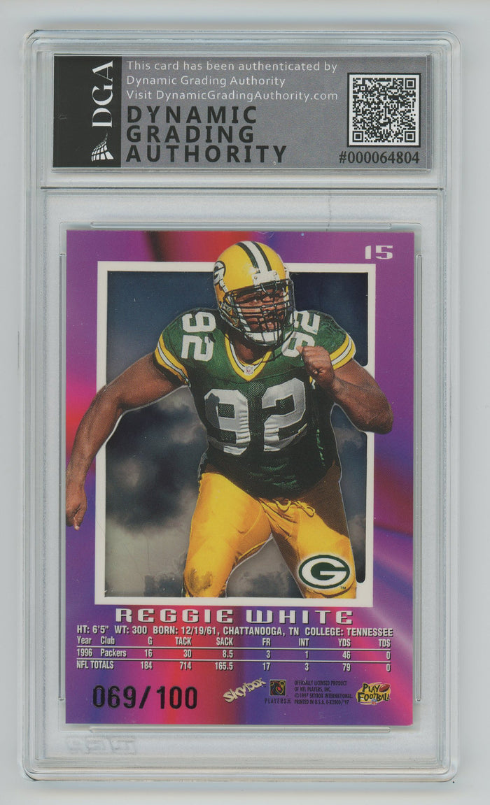 Reggie White | 1997 SkyBox | E-X 2000 Essential Credentials | DGA 5 — reverse