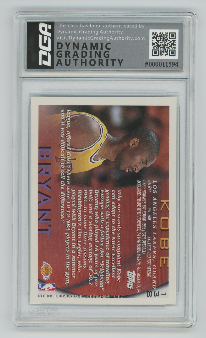 Kobe Bryant | 1996 Topps | NBA at 50 Foil | DGA 8.5 — reverse