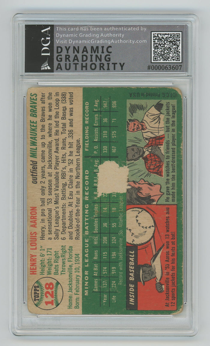 Hank Aaron | 1954 Topps | DGA 1 — reverse