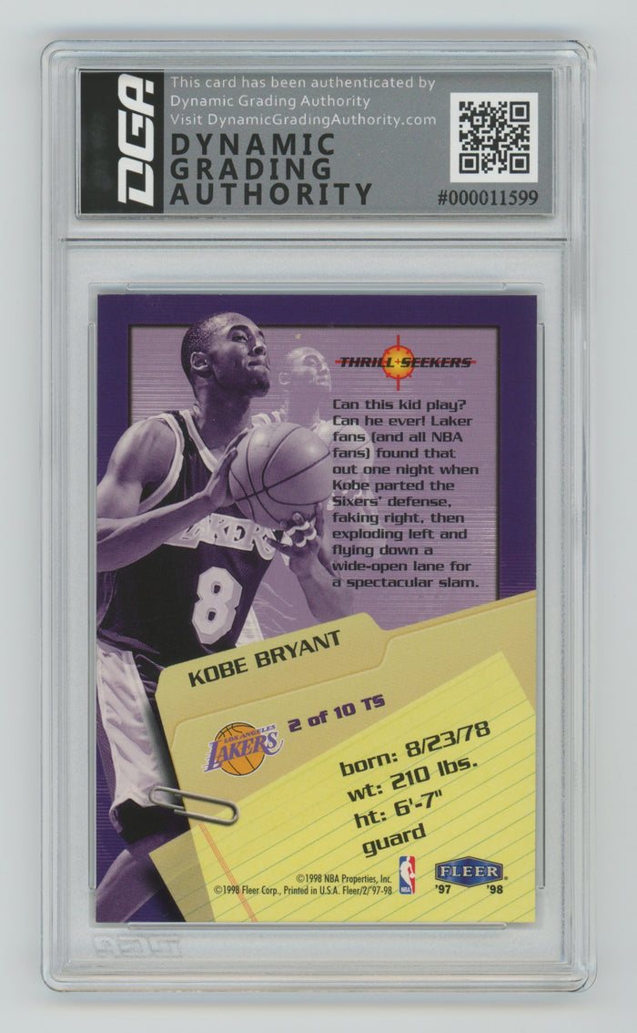 Kobe Bryant | 1997 Fleer | Thrill Seekers | DGA 8.5 — reverse