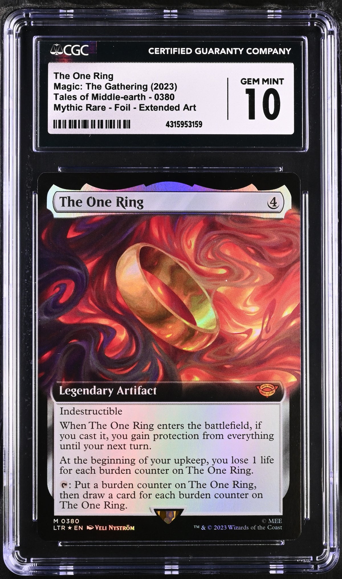 The One Ring | Universes Beyond: The Lord of the Rings: Tales of Middle-earth | Mythic Rare | CGC | Gem Mint 10 — front