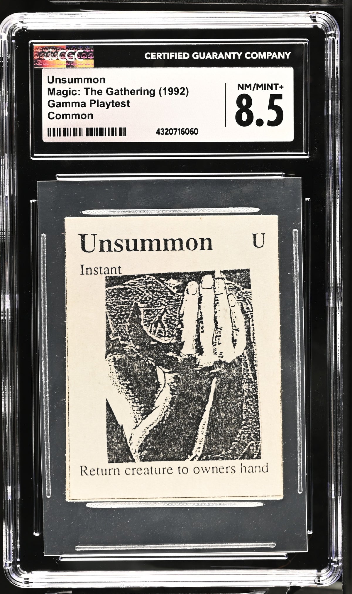 Unsummon | Gamma Playtest | CGC | NM/Mint+ 8.5 — front